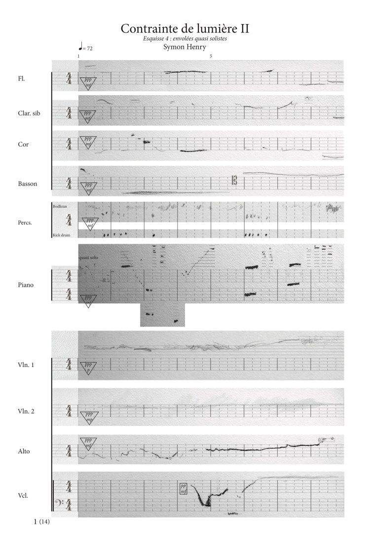 Contrainte de lumière II_5 esquisses_12x18